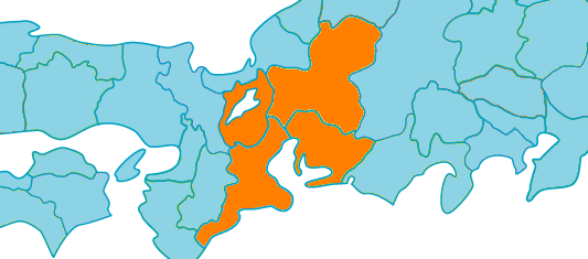 愛知県、岐阜県、三重県、滋賀県